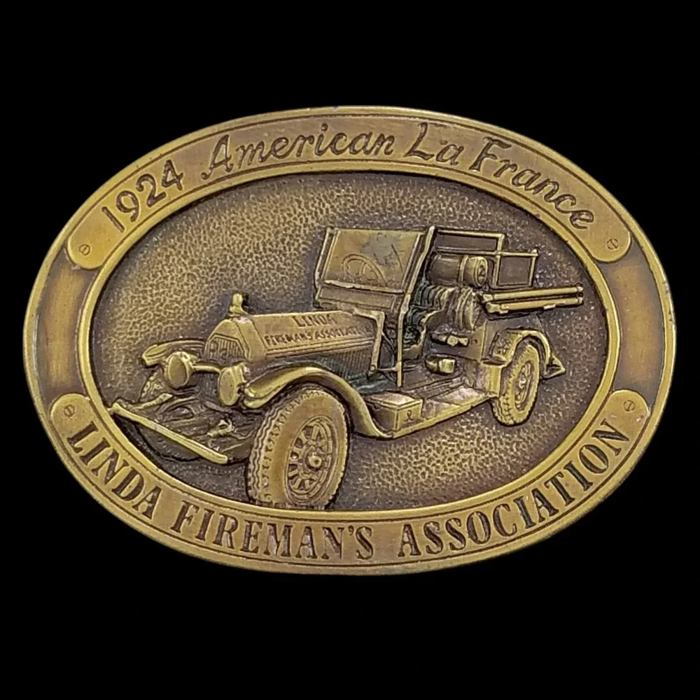 1924 American La France‎ Fire Truck Linda Firemans Association Belt Buckle Brass
